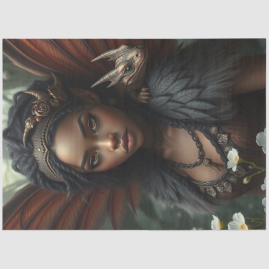 神秘的なゴシック様式のドラゴンの妖精 薄葉紙 (正面)