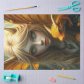 神秘的なゴシック様式のドラゴンの妖精 薄葉紙 (クラフト)