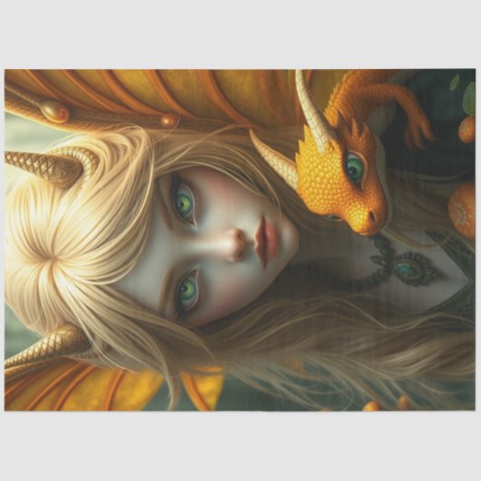 神秘的なゴシック様式のドラゴンの妖精 薄葉紙 (正面)