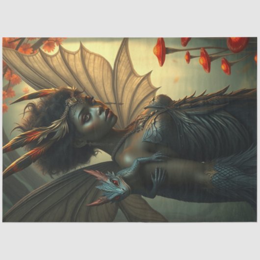 神秘的なゴシック様式のドラゴンの妖精 薄葉紙 (正面)