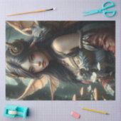 神秘的なゴシック様式のドラゴンの妖精 薄葉紙 (クラフト)