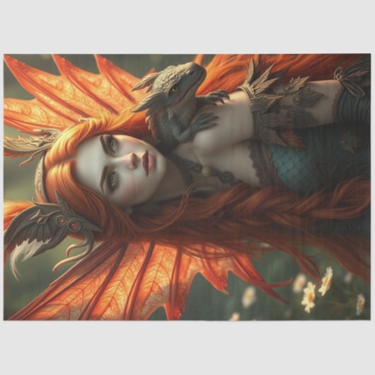 神秘的なゴシック様式のドラゴンの妖精 薄葉紙 (正面)