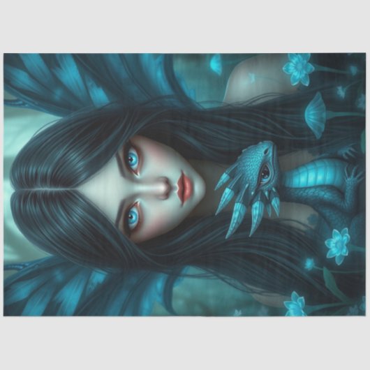 神秘的なゴシック様式のドラゴンの妖精 薄葉紙 (正面)