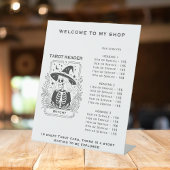 神秘的なゴシック様式の黒と白の魔女タロットデザイン 台座サイン