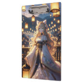 神秘的なゴールデンキャットガールロイヤリティダブルサイド クリップボード (左)