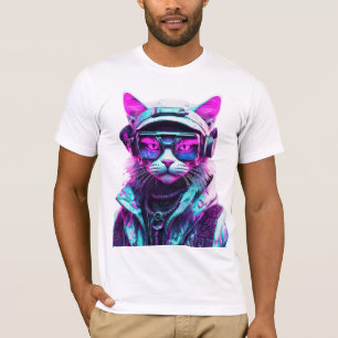 神秘的なサイバーパンク悪猫 Tシャツ