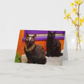 神秘的なサルの猫たちのグリーティングカード カード (黄色い花)