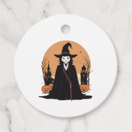 神秘的なサレムブラックキャットとカボチャ フェイバータグ