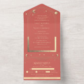 神秘的なサンゴ金ゴールド天日月星 オールインワン招待状 (内側)