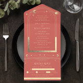 神秘的なサンゴ金ゴールド天日月星 オールインワン招待状