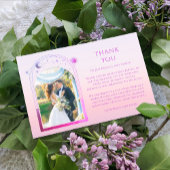 神秘的なサンセットピンクの太陽の月の星の写真結婚の数 サンキューカード