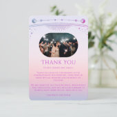 神秘的なサンセットピンクの太陽の月の星の写真結婚の数 サンキューカード (スタンド正面)