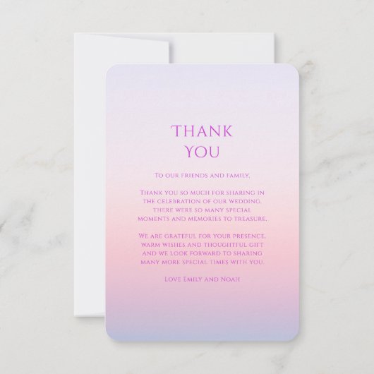 神秘的なサンセットピンクの太陽の月の星写真結婚の サンキューカード (裏面)