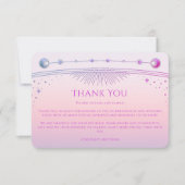 神秘的なサンセットピンクの星の月の星の写真結婚の数 サンキューカード (正面)