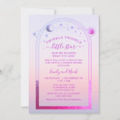 神秘的なサンセットピンクサンムーンスターベビーシャワー 招待状 (正面)