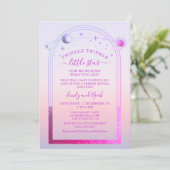 神秘的なサンセットピンクサンムーンスターベビーシャワー 招待状 (スタンド正面)