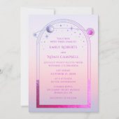 神秘的なサンセットピンクサンムーンスター宇宙 招待状 (正面)