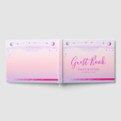 神秘的なサンセットピンクサンムーンスター結婚ズ ゲストブック (全面)