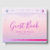 神秘的なサンセットピンクサンムーンスター結婚ズ ゲストブック (正面)