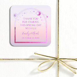 神秘的なサンセットピンクサンムーンスター結婚ズ スクエアシール