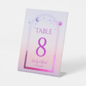 神秘的なサンセットピンクサンムーンスター結婚ズ 台座サイン (正面)