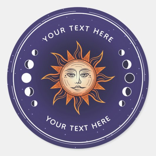 神秘的なサンパーソナライズされたステッカー ラウンドシール (正面)