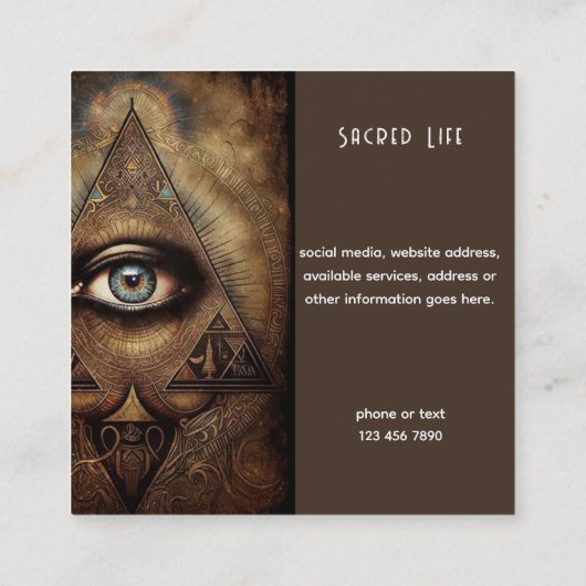 神秘的なサードアイ、スピリチュアル スクエア名刺 (裏面)