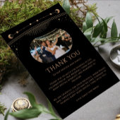 神秘的なシックなブラック金ゴールドスタームーンフォト結婚ズ サンキューカード