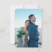 神秘的なシックなブルーシルバースタームーンフォト結婚ズ サンキューカード (裏面)