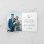 神秘的なシックなブルーシルバースタームーンフォト結婚ズ サンキューカード (内部)