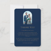 神秘的なシックなブルー金ゴールドスタームーンフォト結婚ズ サンキューカード (裏面)