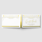 神秘的なシックなホワイトサンムーンスターズ結婚ズ ゲストブック (全面)