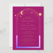 神秘的なシックなマゼンタピンクのレインボースタームーンフォト 招待状 (正面)