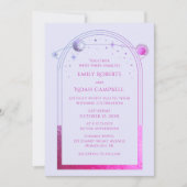 神秘的なシックなラベンダーピンクサンムーンフォト宇宙 招待状 (正面)