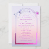 神秘的なシックサンセットピンクスタームーンフォト宇宙 招待状 (正面)