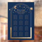 神秘的なシックブルー金ゴールドサンムーンスターズ結婚ズ ウィンドウサイン (シート2)