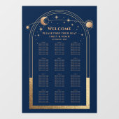 神秘的なシックブルー金ゴールドサンムーンスターズ結婚ズ ウィンドウサイン (シート)