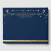 神秘的なシックブルー金ゴールドサンムーンスターズ結婚ズ ゲストブック (裏面)