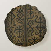 神秘的なシンボルと暗いオカルト装飾用クッション ラウンドクッション (裏面)