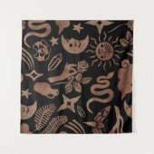 神秘的なシンボル：ヘビ、太陽、月。 タペストリー (正面(横))