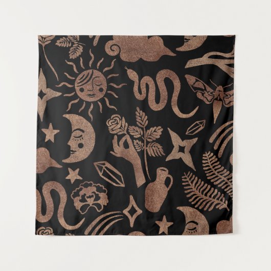 神秘的なシンボル：ヘビ、太陽、月。 タペストリー (正面)