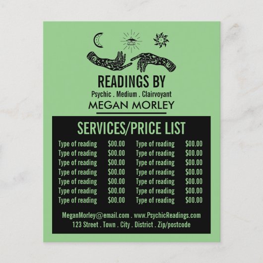 神秘的なシンボル、読サイキックの価格表 チラシ (正面)