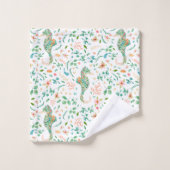 神秘的なシーホースパターン バスタオルセット (ウォッシュタオル)