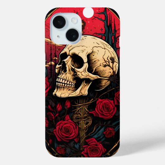 神秘的なスカルレッドローゼオンスケルトンダークアカデミア Case-Mate iPhoneケース (裏面)