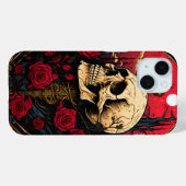 神秘的なスカルレッドローゼオンスケルトンダークアカデミア Case-Mate iPhoneケース (裏面 (横))