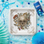 神秘的なスカルヴィンテージ ペーパープレート (パーティー)