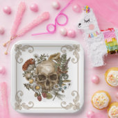 神秘的なスカルヴィンテージ ペーパープレート (パーティー)