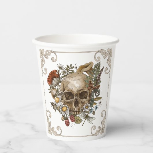 神秘的なスカルヴィンテージ 紙コップ (正面)