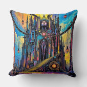 神秘的なスティームパンク大聖堂 クッション (正面)