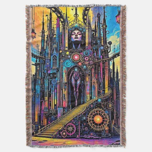 神秘的なスティームパンク大聖堂 スローブランケット (正面縦)
